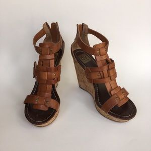 Dolce Vita Leather & Cork Wedge Sandal Heels